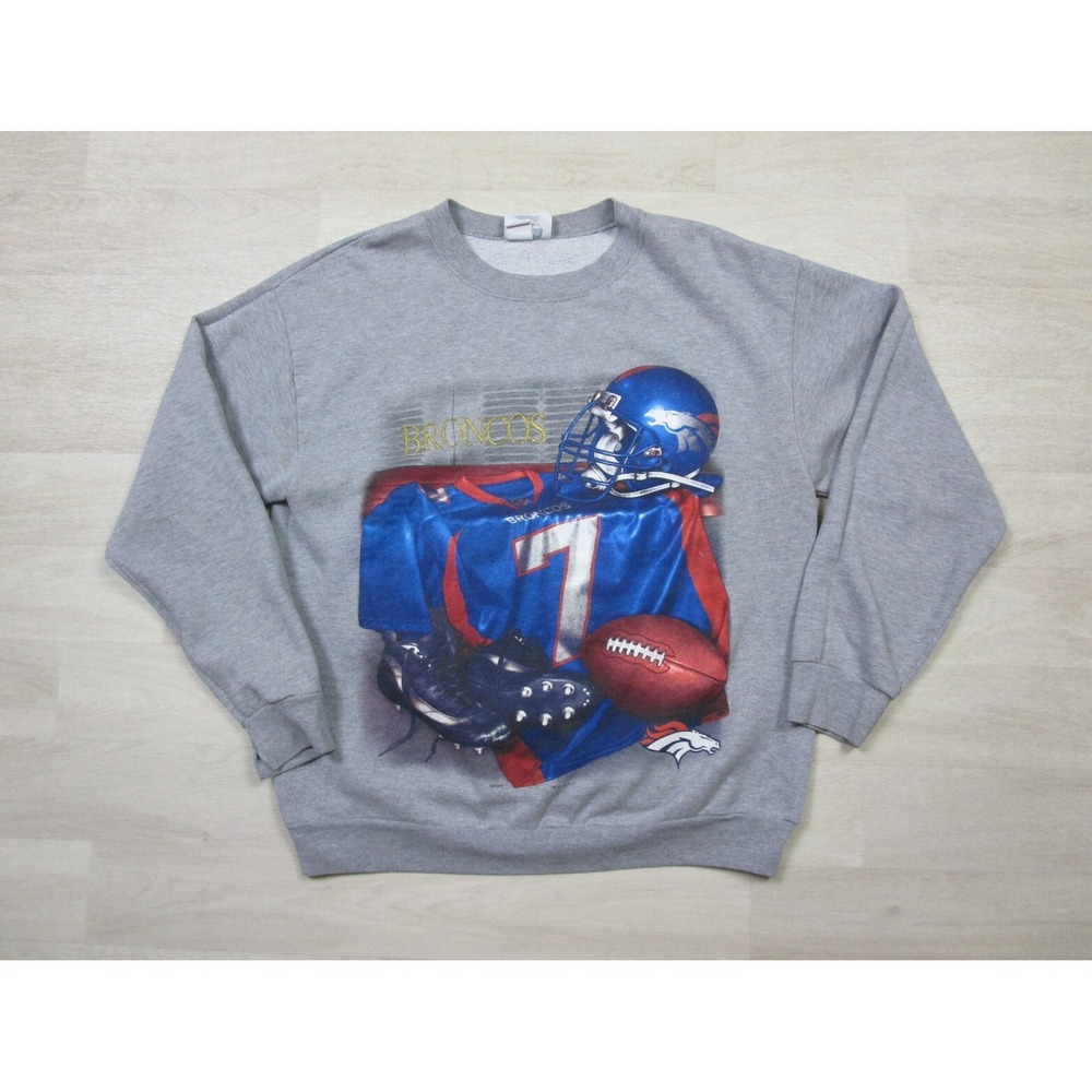 Vintage Denver Broncos Crewneck Sweatshirt Men's (L) John Elway 1990's Nutmeg